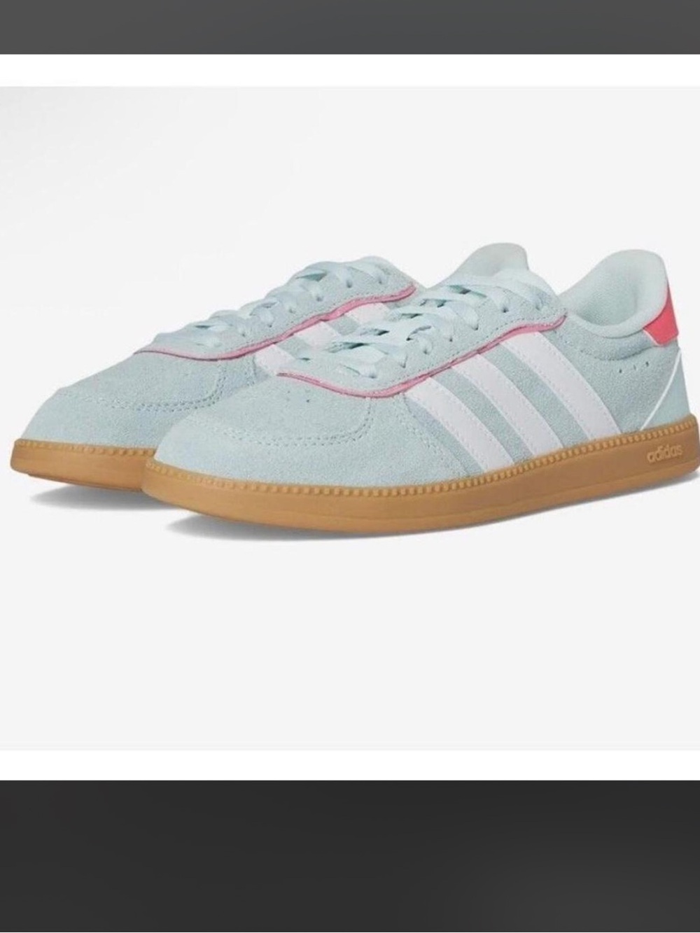 Adidas Breaknet Sleek Shoes Size 4Y fir 5.5 women Mint grey Pink JR2130 Seafoam